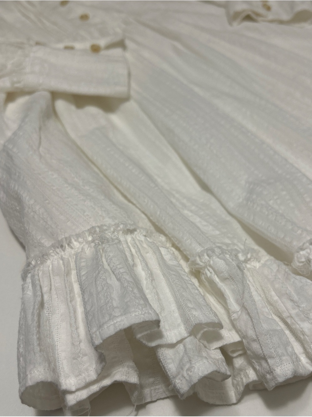 free people womens white ruffle long sleeve flowy summer mini dress small - Picture 4 of 8